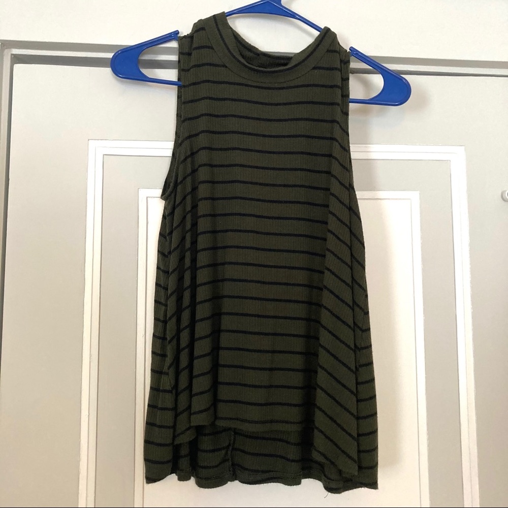 Green Mock-Neck Tank Top